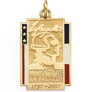 14k White Gold Marquis de La Fayette Commemorative Pendant