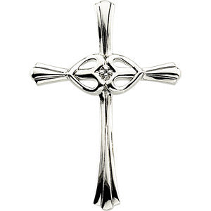 14k White Gold Cross Pendant