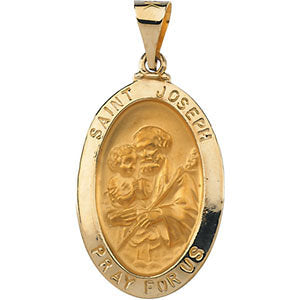14k Yellow Gold 23.25x16mm Hollow Oval St. Joseph Medal