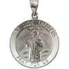 22.25 mm Hollow Round St. Jude Thaddeus Medal in 14K White Gold