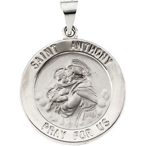 14k Yellow Gold 22mm Hollow Round St. Anthony Medal