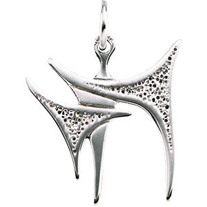 14k White Gold 16.75x17.75mm Chai Pendant