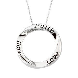 Sterling Silver Faith, Hope & Love Necklace (Reversible)