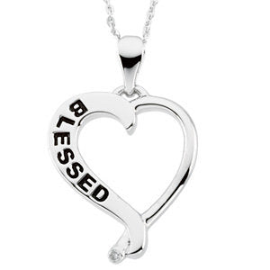 Sterling Silver Blessed Heart Necklace (Reversible)