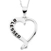 Blessed Heart Pendant with Cubic Zirconia and Sterling Silver Chain