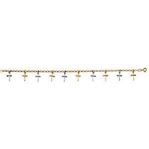 14k White/Yellow Gold Two-Tone Cross Bracelet