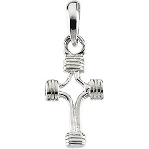 14k White Gold 14.75x10mm Tubular Cross Pendant