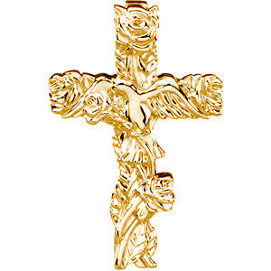10k Yellow Gold Floral-Inspired Cross Pendant