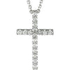 18 inch 1/4 CTTW Petite Diamond Cross Necklace in 14k White Gold