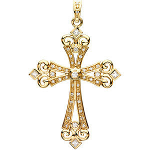 14k White Gold Fancy Cross Pendant