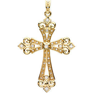 14k Yellow Gold Fancy Cross Pendant