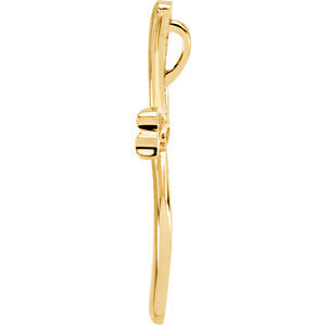 14k Yellow Gold Modern Cross Pendant