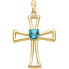 35.00x21.00 mm Genuine Swiss Blue Topaz Cross in 14K Yellow Gold