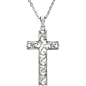 The Way Cross Necklace with Chain and Box in Sterling Silver
