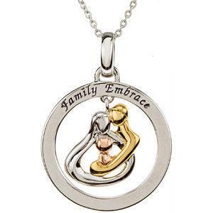 18K Yellow Gold-Plated Sterling Silver & 14K Rose Gold-Plated Sterling Silver Embraced by the Heart ™ Family Necklace