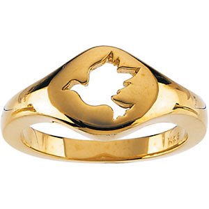 14k Yellow Gold Dove Ring, Size 7