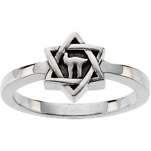 14k Yellow Gold Star of David Ring , Size 7