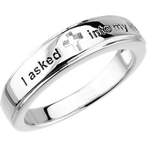 Sterling Silver I Asked Jesus Into My Life Ring, Size 7