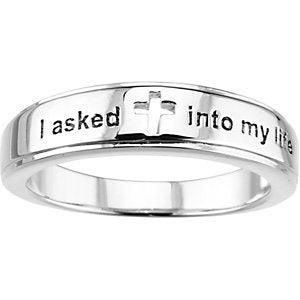 Sterling Silver I Asked Jesus Into My Life Ring, Size 7