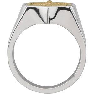 Sterling Silver & 14k Yellow Gold St. Michael Badge Ring, Size 10