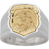 Sterling Silver & 14k Yellow Gold St. Michael Badge Ring, Size 10