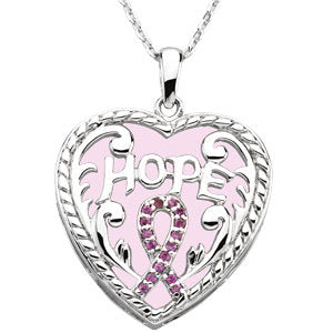 Sterling Silver Breast Cancer Awareness Necklace