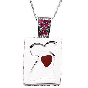 Sterling Silver Go Red American Heart Necklace