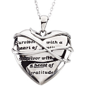 Sterling Silver Survivor with a Heart of Gratitude Necklace