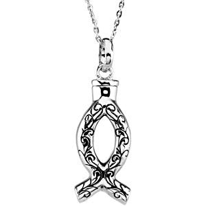 Sterling Silver Fish Ash Holder 18" Necklace
