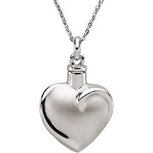 Fancy Heart Ash Holder Pendant and Chain in Sterling Silver