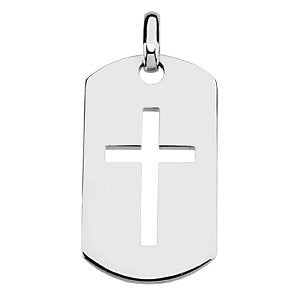 Sterling Silver Dog Tag Cross Pendant