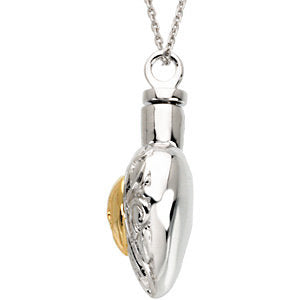 Sterling Silver & Yellow Plated Pet Heart Ash Holder 18" Necklace