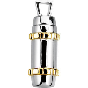 14k White/Yellow Gold Cylinder Ash Holder Pendant