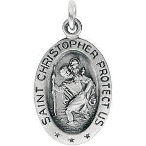 Sterling Silver 17x11mm Oval St. Christopher Medal