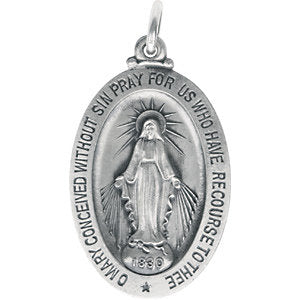 Sterling Silver 28.5x17.5mm Oval Miraculous Medal Only