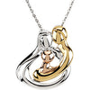 18k and 14k Rose Gold Plated Child Family Embrace Necklace with Packaging