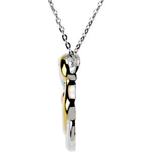 Sterling Silver Tri-Color Embraced by the Heart™ Family Necklace