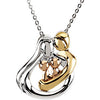 18k and 14k Rose Gold Plated 2 Children Family Embrace Necklace with Packaging