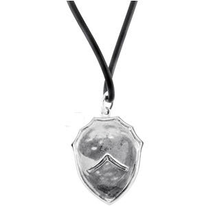 Sterling Silver Pure in Heart Shield with Rubber Cord