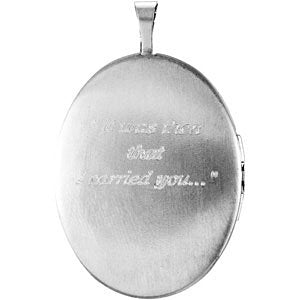Sterling Silver Oval Locket with Footprints