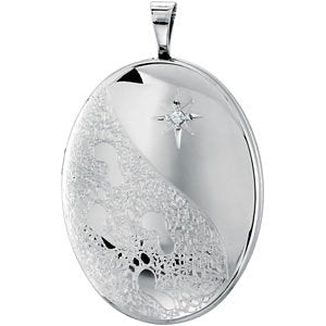 Sterling Silver Oval Locket with Footprints