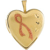 Breast Cancer Awareness Heart Locket in Yellow Gold Plated Silver