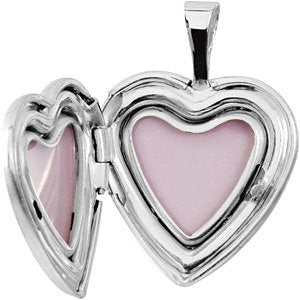 Sterling Silver 16.5x15.8mm Heart Baptismal Locket