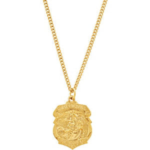 24K Gold Plated 28.6x20.87mm St. Michael Medal 24" Necklace