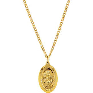 24K Gold Plated 26.35x16.05mm St. Joseph Medal 24" Necklace