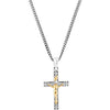 Two-Tone Crucifix Necklace (24-Inch) in Sterling Silver & 14K Yellow Gold