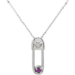 Sterling Silver Safe in My Love Birthstone Necklace