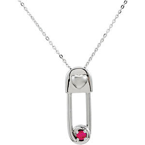 Sterling Silver Safe in My Love Birthstone Necklace