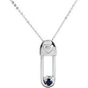 Safe in My Love' September Birthstone Pendant and Chain in Sterling Silver