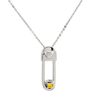 Safe in My Love' November Birthstone Pendant and Chain in Sterling Silver